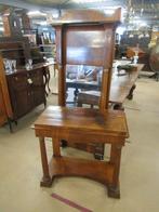 Oer 10794 ANTIEKE mahonie Empire spiegel met console, Antiek en Kunst, Ophalen, Rechthoekig, 200 cm of meer