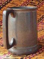 Mooie antieke beker uit Engeland met glazen bodem 12 cm., Antiek en Kunst, Antiek | Tin, Ophalen of Verzenden