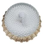 2247 antieke grote plafonniere glazen kap gouden touch 13x40, Ophalen of Verzenden, Zo goed als nieuw, Glas