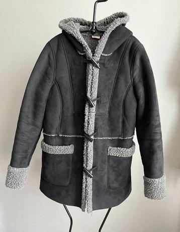 Faux shearling Sherpa houtje touwtje winterjas zwart - XL beschikbaar voor biedingen