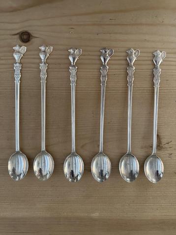 Verzilverde ijs/jam/koffie lepels, 6 stuks beschikbaar voor biedingen