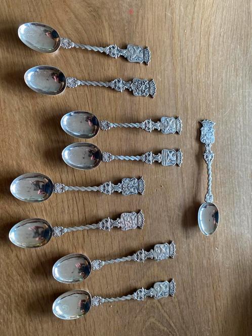 Antieke zilveren theelepels  - 9 stuks - provinciën, Antiek en Kunst, Antiek | Bestek, Ophalen