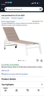 Splinternieuw happy garden ligstoel ligbed barbados taupe, Ophalen, Nieuw, Aluminium