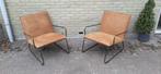 2 fauteuils cognac kleur, Ophalen, Minder dan 75 cm, Zo goed als nieuw, Metaal