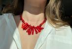 Ketting van natuurlijk koraal & 925 zilver, Ophalen of Verzenden, Zo goed als nieuw, Rood, Zilver
