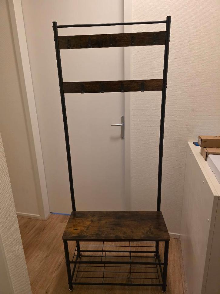 VASAGLE Coat Rack with Shoe Bench & Hooks – 7032175 cm, Huis en Inrichting, Woonaccessoires | Kapstokken, Zo goed als nieuw, Staande kapstok
