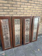 4 smalle mooie houten schilderij met zwart-zilveren inhoud, Antiek en Kunst, Kunst | Schilderijen | Klassiek, Ophalen of Verzenden