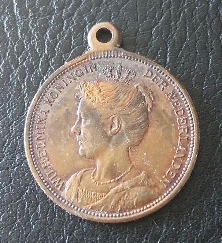 penning draagpenning Koningin Wilhelmina (lot 3), Postzegels en Munten, Penningen en Medailles, Overige materialen, Nederland