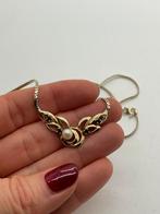 A697 Prachtige zilveren ketting goudkleur parel saffier, Sieraden, Tassen en Uiterlijk, Antieke sieraden, Ophalen of Verzenden