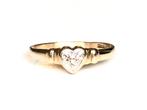Gouden vintage ring hart vriendschap ed  diamant maat 18, 18 tot 19, Gebruikt, Ophalen of Verzenden, Met edelsteen
