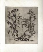 Han Molenaar droge naald "Landschap", 1954, gesigneerd, Antiek en Kunst, Ophalen