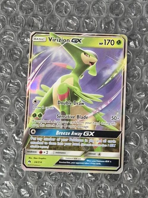 Virizion GX 34/214 Lost Thunder Sun & Moon Ultra Rare, Hobby en Vrije tijd, Verzamelkaartspellen | Pokémon, Zo goed als nieuw