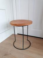 Bijzettafeltje - Hout & Metaal, Huis en Inrichting, Tafels | Bijzettafels, Ophalen, Minder dan 45 cm, Minder dan 55 cm, Gebruikt