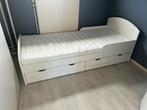 Stevig bed incl. lattenbodem & matras, Ophalen, Gebruikt, Eenpersoons, Wit