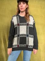 Vintage trui Monte Carlo - vlakken - grijs - baggy -unisex, Vintage, Ophalen of Verzenden, Gedragen, Grijs