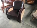 Lederen fauteuil in bruin en beige, Ophalen