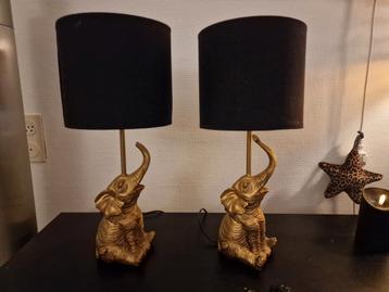Clayre & Eef Tafellamp Olifant Ø 20x46 cm Goudkleurig Zwart 