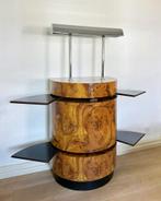 Design side table with integrated lamp and fold-out shelves, Ophalen, 100 tot 150 cm, -, -
