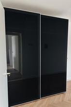 Set zwarte Ikea Pax glazen schuifdeuren inclusief rails, Ophalen, 200 cm of meer, 50 tot 75 cm, Glas