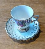 Vintage Versailles kop en schotel parelmoer - opengewerkt, Antiek en Kunst, Antiek | Servies los, Ophalen of Verzenden