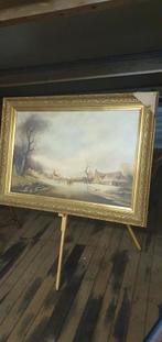 Wintertafereel gesigneerd kunstschilder F.MEIJER, Ophalen of Verzenden, Zo goed als nieuw, Schilderij, 75 cm of meer