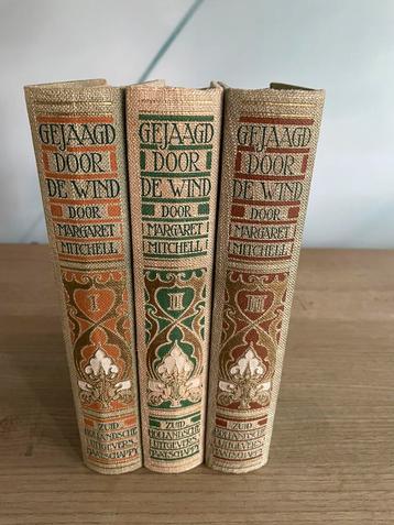 3 antieke boeken 3-delig ‘Gone with the wind’ rond 1938