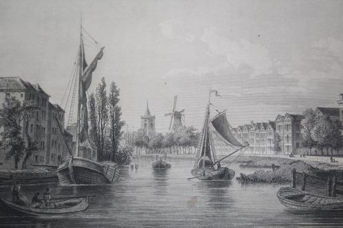 19e eeuwse ets (?) Oud en Nieuw Mathenesse nabij Schiedam, Antiek en Kunst, Kunst | Etsen en Gravures, Ophalen of Verzenden
