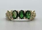 Gouden Vintage ring met smaragd, peridot en diamant.2025/640, Sieraden, Tassen en Uiterlijk, Ringen, ., Ophalen of Verzenden, Zo goed als nieuw