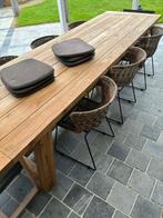 6 Woood Dining Wing Stoelen met All Weather Kussens, Ophalen of Verzenden, Zo goed als nieuw, Rond, Wicker