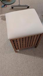 Houten Opbergkruk met Stoffen Bekleding, Ophalen, Hout, Gebruikt, Modern