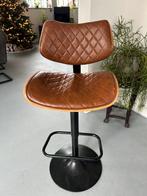 Leren barkruk, in hoogte verstelbaar, Huis en Inrichting, Barkrukken, Ophalen, Gebruikt, In hoogte verstelbaar, 60 tot 90 cm