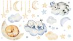 Slapende dieren op wolkjes muurstickers XXL set 2, babykamer, Verzenden, Nieuw, Wanddecoratie
