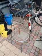2 brocante ijzeren stoeltjes ,bistro stoeltjes, Ophalen, Zo goed als nieuw, Metaal