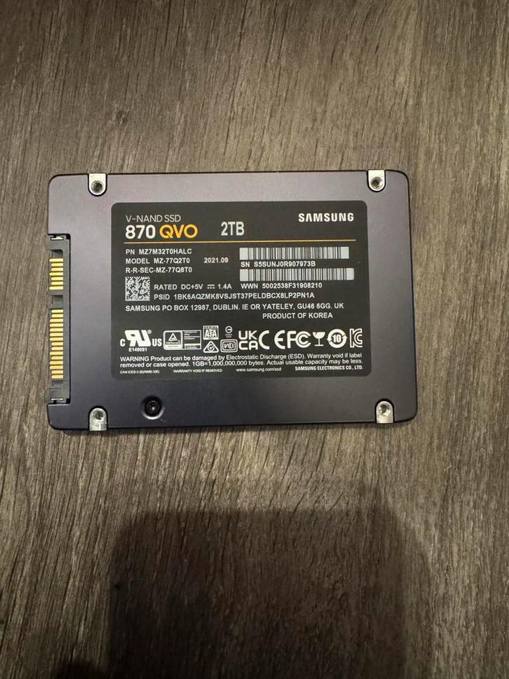 Samsung 870 QVO 2TB SSD, Computers en Software, Harde schijven, Zo goed als nieuw, Desktop, Intern, SSD, SATA, Ophalen of Verzenden