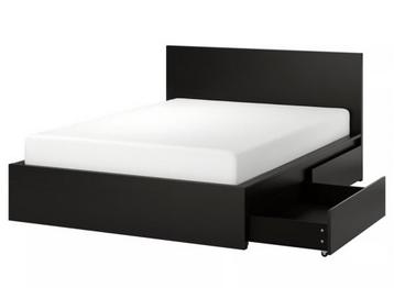 IKEA MALM Bedframe 140x200 cm - Zwartbruin met Lades - afbeelding 1