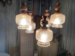 Schitterend cascade  hanglamp ,jaren 70,met 5 glazen bollen, Ophalen of Verzenden