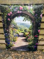 Tuinposter doorkijk xl rozen €25,- afhaal, Tuin en Terras, Tuinwanddecoratie, Ophalen