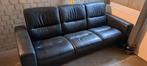 Zwarte leren bank 3-zits, Ophalen, Gebruikt
