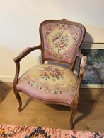 Queen Ann stoel roze geborduurd vintage antiek, Ophalen