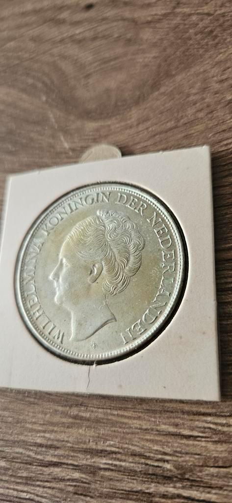 Zilveren rijksdaalder 1944 curaçao wilhelmina met patiën, Postzegels en Munten, Munten | Nederland, Losse munt, 2½ gulden, Koningin Wilhelmina