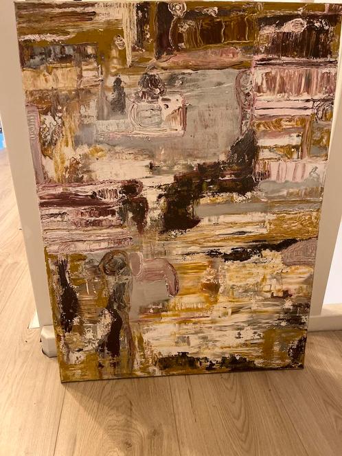 Abstract schilderij geel/wit/bruin –modern & warm kleurpalet, Antiek en Kunst, Kunst | Schilderijen | Abstract, Ophalen of Verzenden