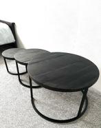 Set van 3 mangohouten tafeltjes - Zo goed als nieuw!, Huis en Inrichting, Ophalen, Minder dan 45 cm, Minder dan 55 cm, Rond