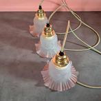 Matglas glazen vintage hanglampjes zachtroze, Huis en Inrichting, Lampen | Hanglampen, Minder dan 50 cm, Ophalen of Verzenden