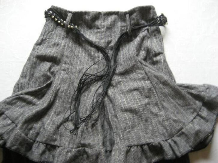 Rok geweven stof met hele mooie riem visgraat mt S SUPERMOOI, Kleding | Dames, Rokken, Zo goed als nieuw, Maat 36 (S), Zwart, Boven de knie