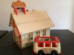 Vintage Fischer Price Schooltje & Bus, Antiek en Kunst, Antiek | Speelgoed, Ophalen of Verzenden