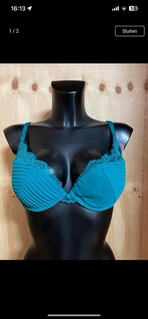Simone perele push up bh 75a - 75b - 80b - 80c groen, Kleding | Dames, Ondergoed en Lingerie, BH, Groen, Verzenden