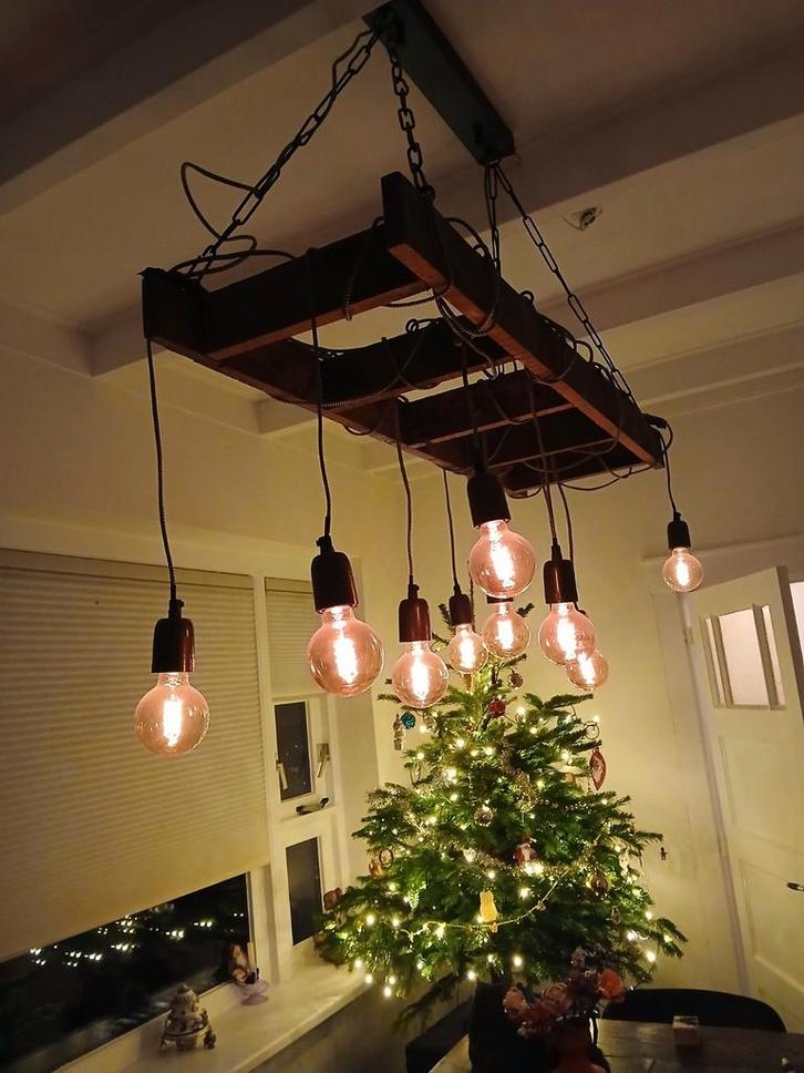 Ladder Lamp - Industrieel Design, Dimbaar, Huis en Inrichting, Lampen | Hanglampen, Zo goed als nieuw, Ophalen