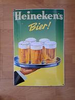Heineken bier emaille bord 40 x 60 cm Dienblad, Verzamelen, Biermerken, Ophalen of Verzenden, Gebruikt, Reclamebord, Plaat of Schild
