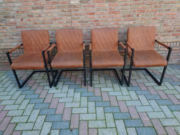 4 Bronx 71 Eetkamerstoelen Cognac - Perfecte Staat! beschikbaar voor biedingen