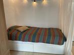 IKEA Brimnes Bed, bedbodem en Ahkrehamn matras, Ophalen, 90 cm, Eenpersoons, Wit